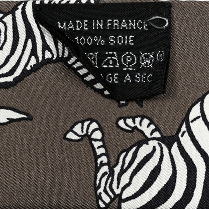 Hermes Silk Les Zebres Twilly Gris Taupe Black White 4 of 4