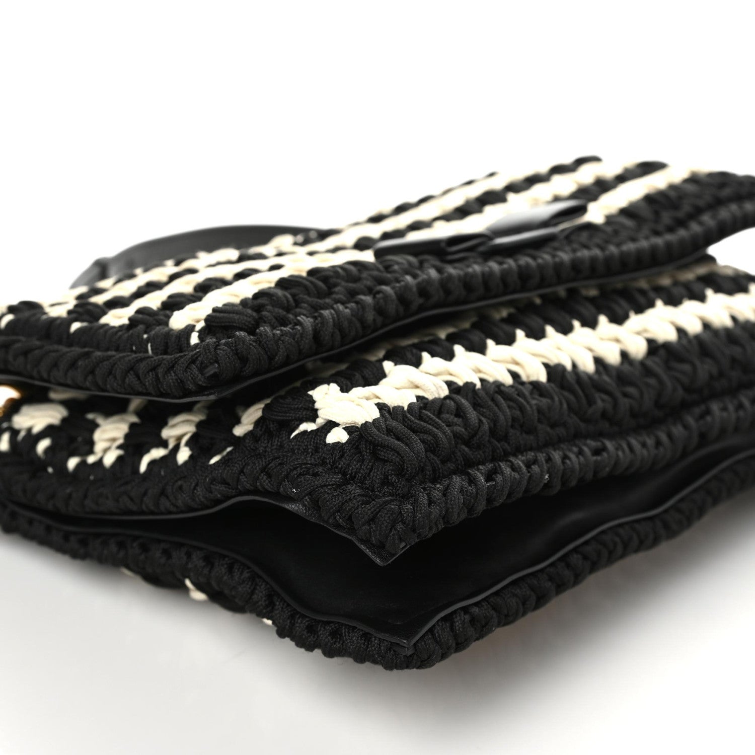 Salvatore Ferragamo Crochet Medium Viva Bow Shoulder Bag Black White 8 of 8