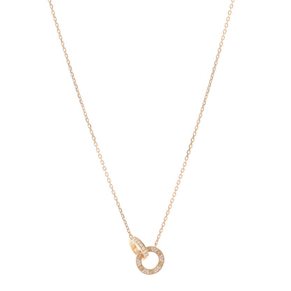Cartier 18K Pink Gold Diamond Interlocking LOVE Paved Necklace 1 of 4