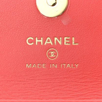 Chanel Shiny Lambskin Quilted Card Holder On Chain Pink 6 of 10