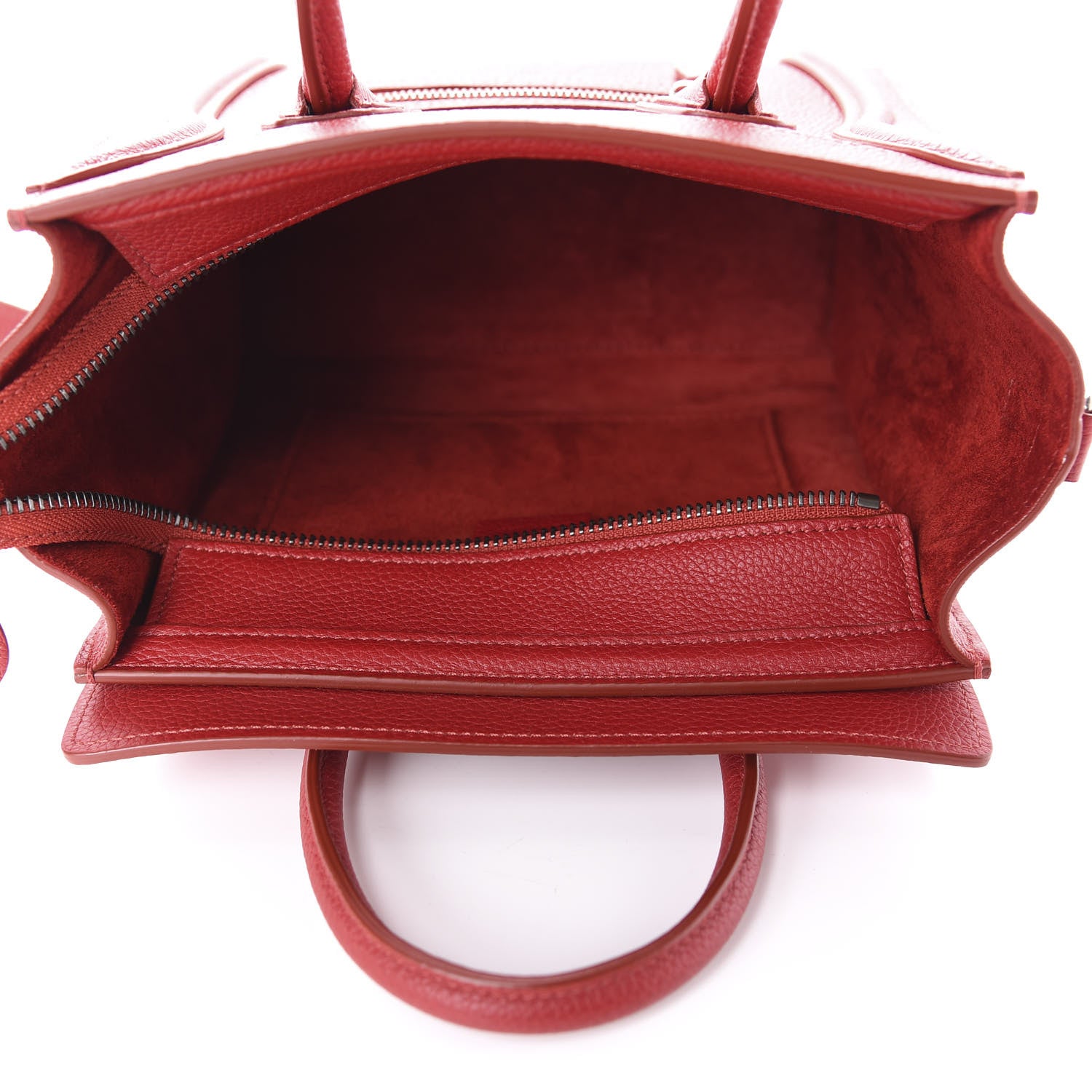 Celine Drummed Calfskin Nano Luggage Red 6 of 11