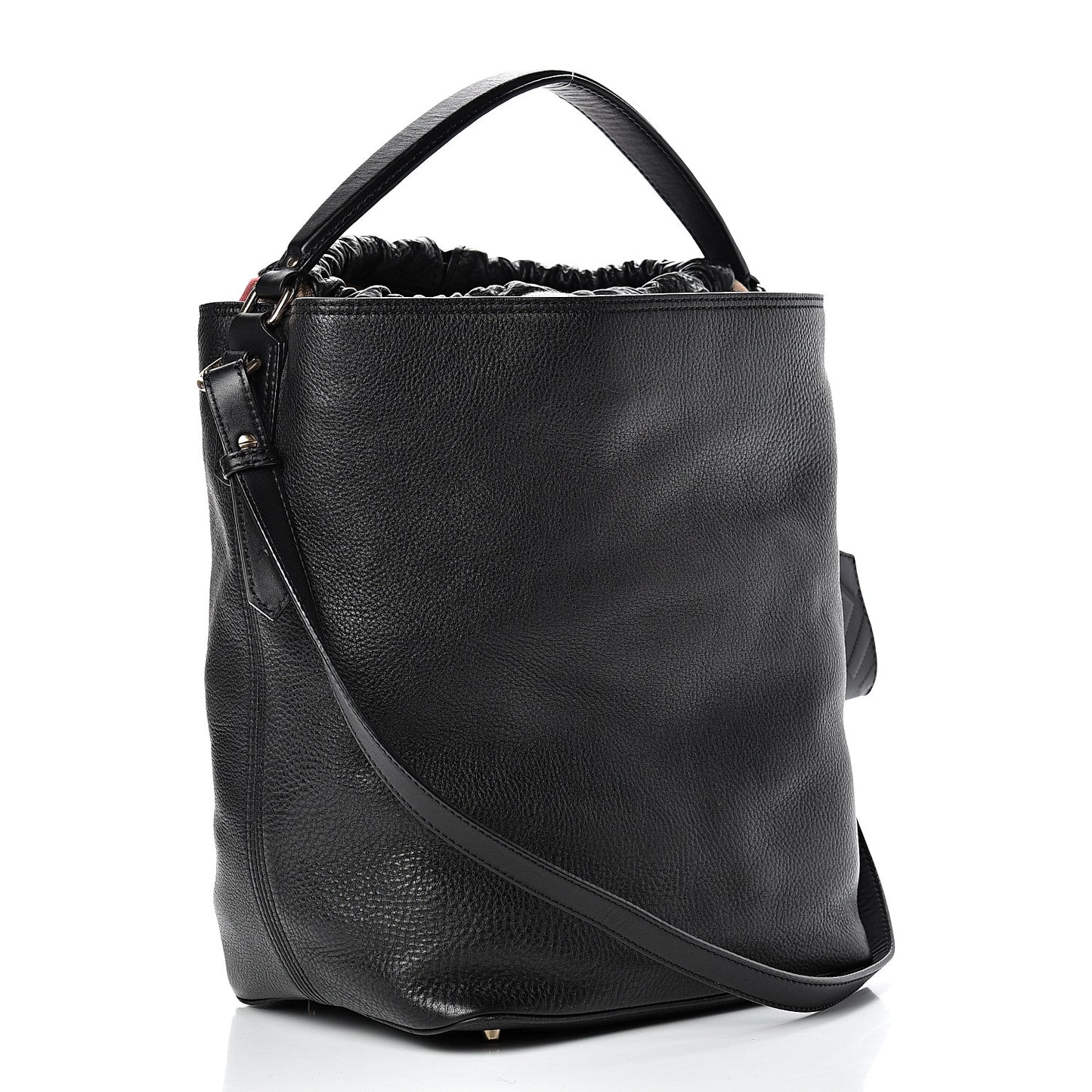 Grainy Calfskin Medium Check Ashby Hobo Black