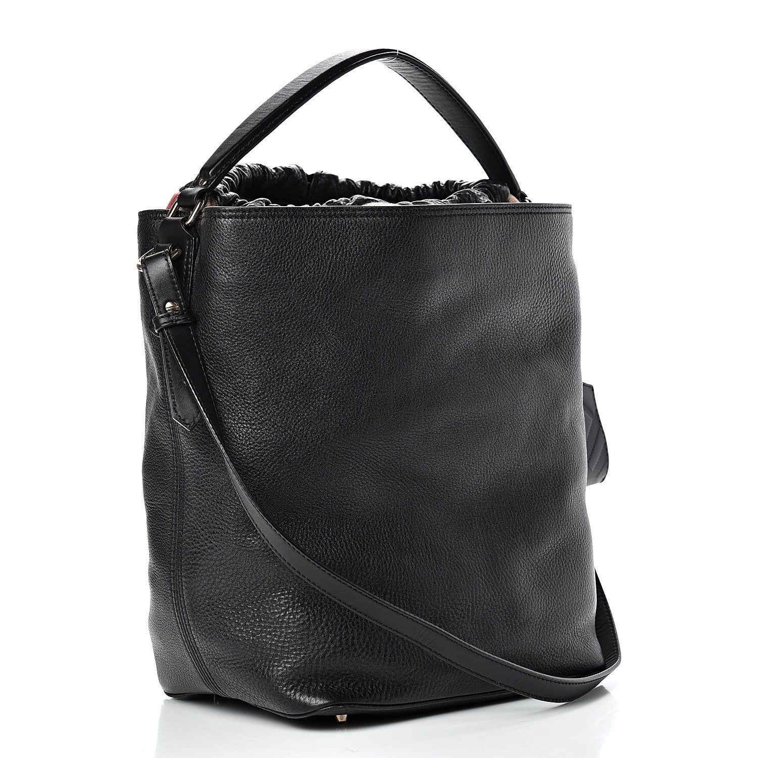 Burberry Grainy Calfskin Medium Check Ashby Hobo Black 2 of 11