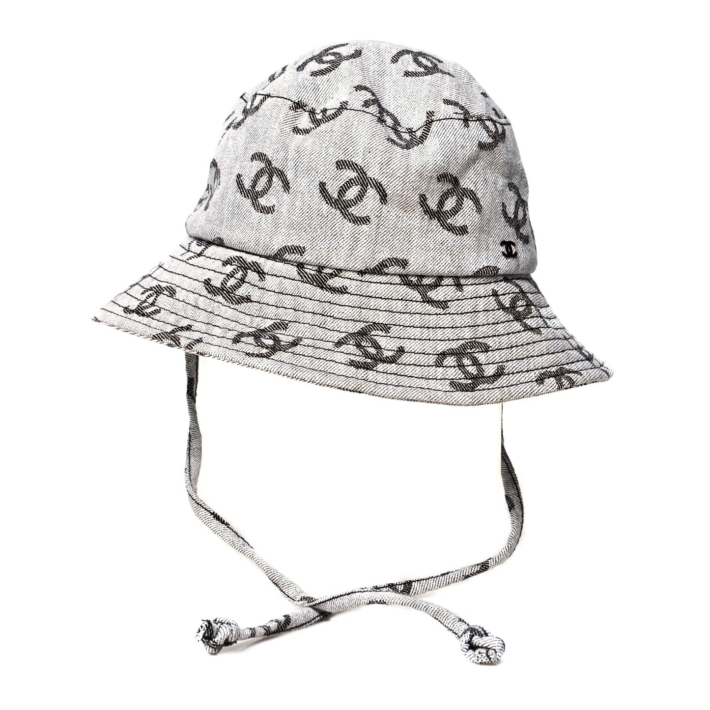 Denim CC Bucket Hat L White Black