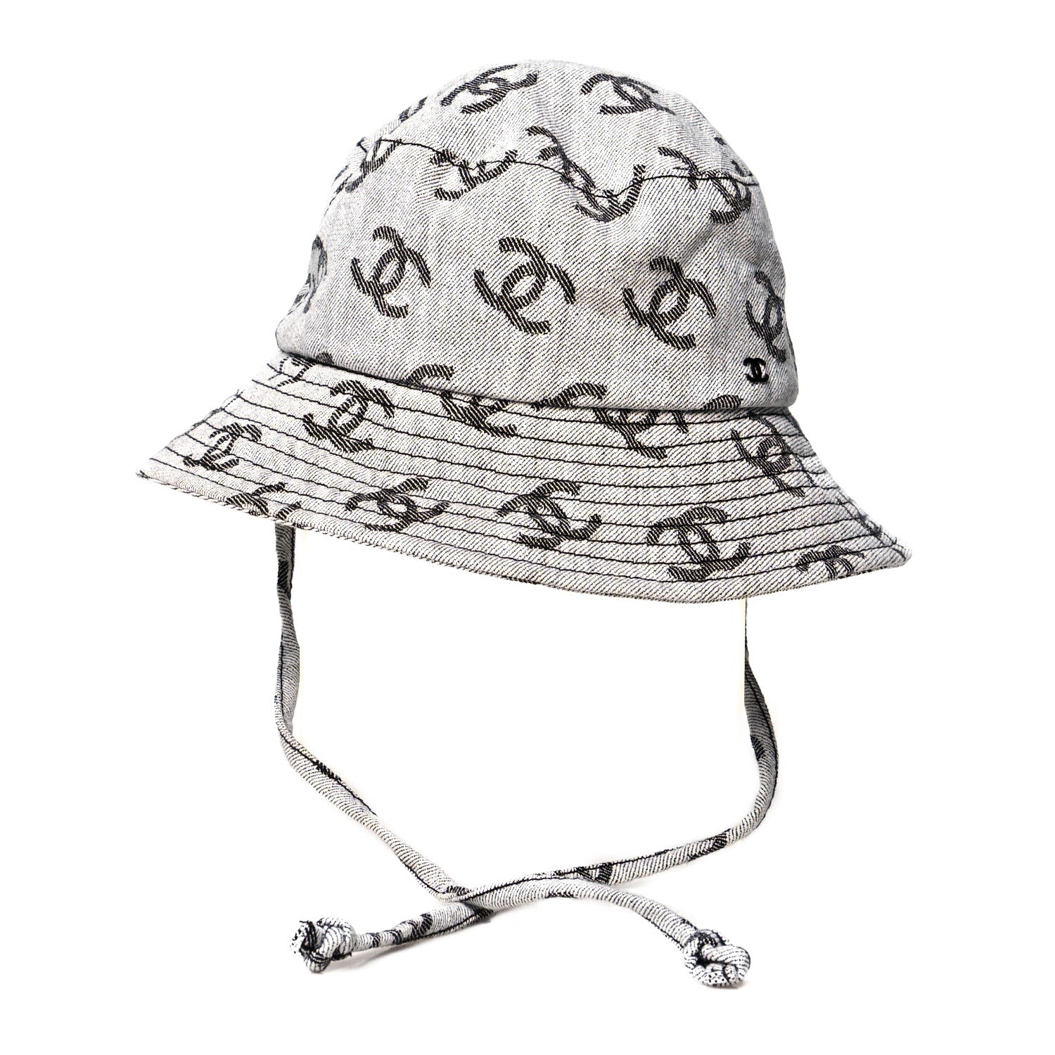 Chanel Denim CC Bucket Hat L White Black 2 of 8