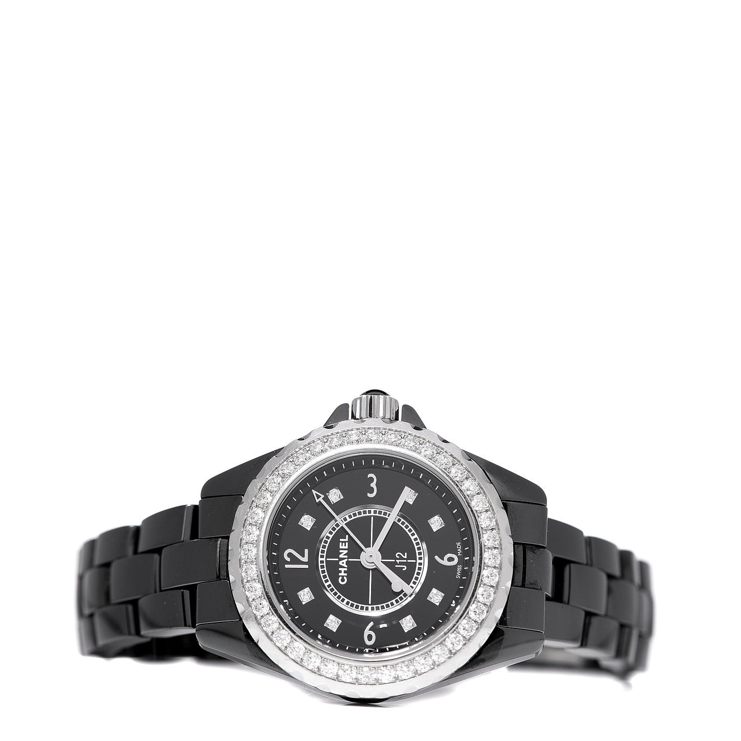 Chanel Stainless Steel Ceramic Diamond Bezel 29mm J12 Quartz Watch Black 2 of 5