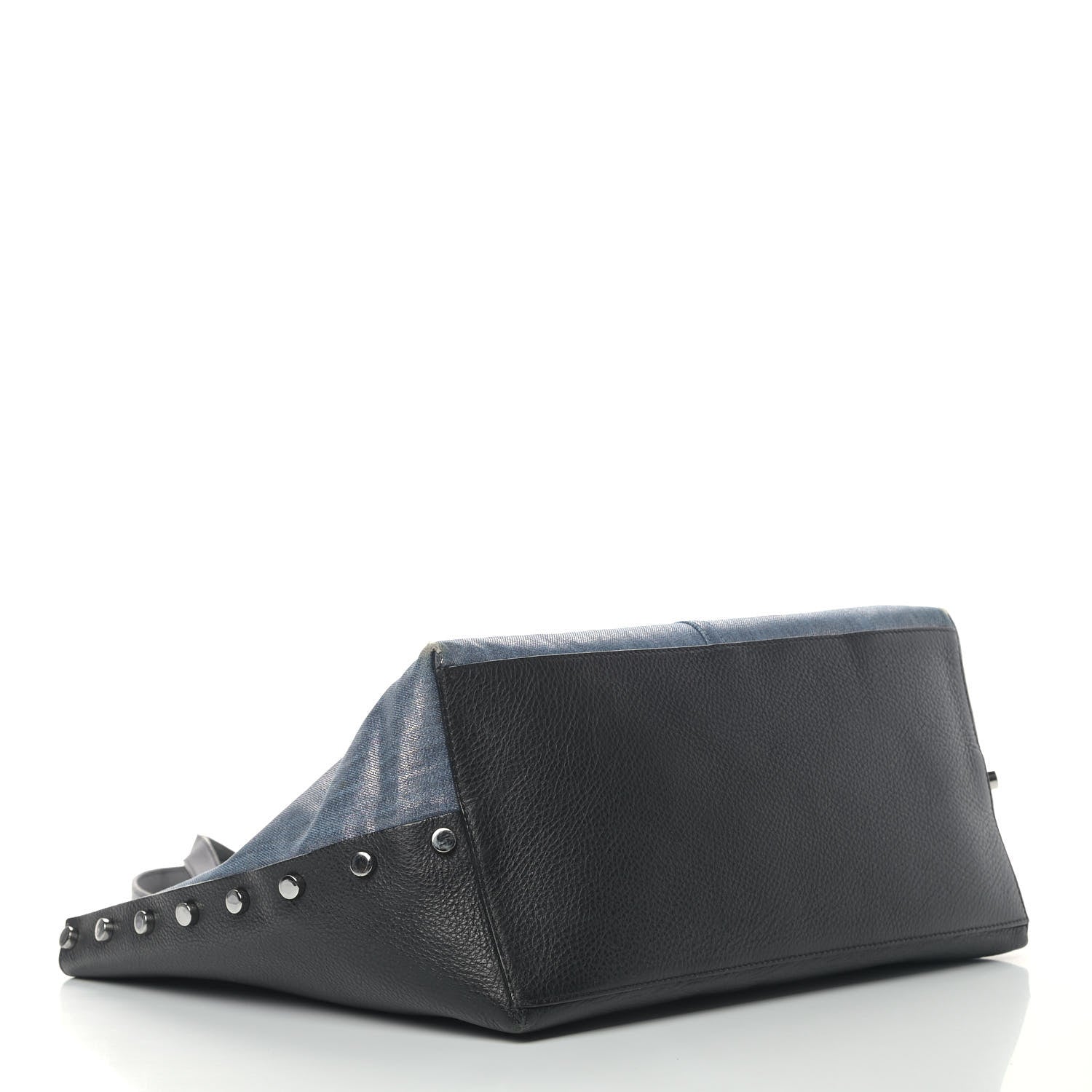 Jimmy Choo Coated Denim Calfskin Twist East West Tote Dusk Blue Black 3 of 7