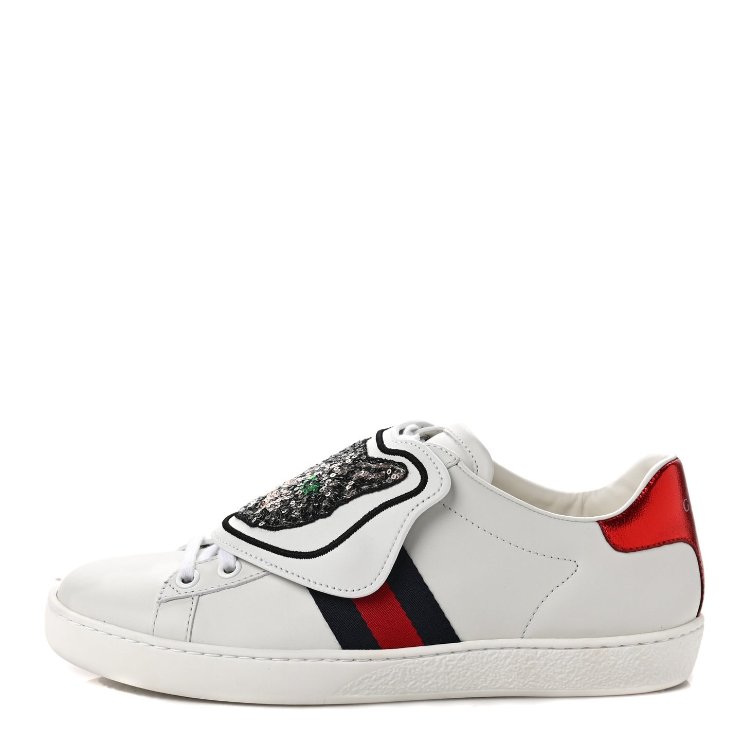 Calfskin Sequins Web Cat Womens Ace Sneakers 36.5 White