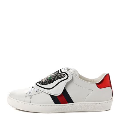 Gucci Calfskin Sequins Web Cat Womens Ace Sneakers 36.5 White 1 of 8