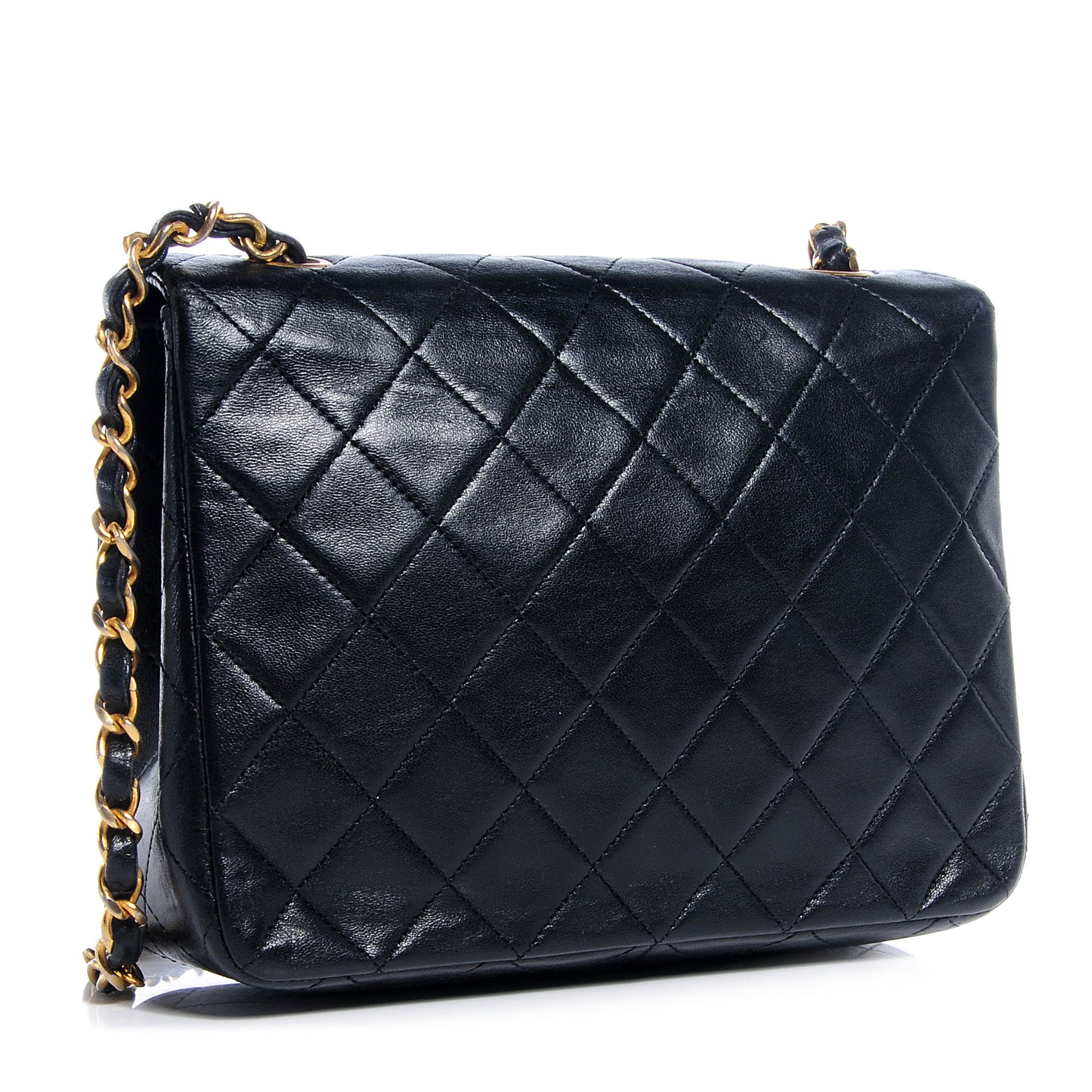 Lambskin Quilted Mini Square Flap Black