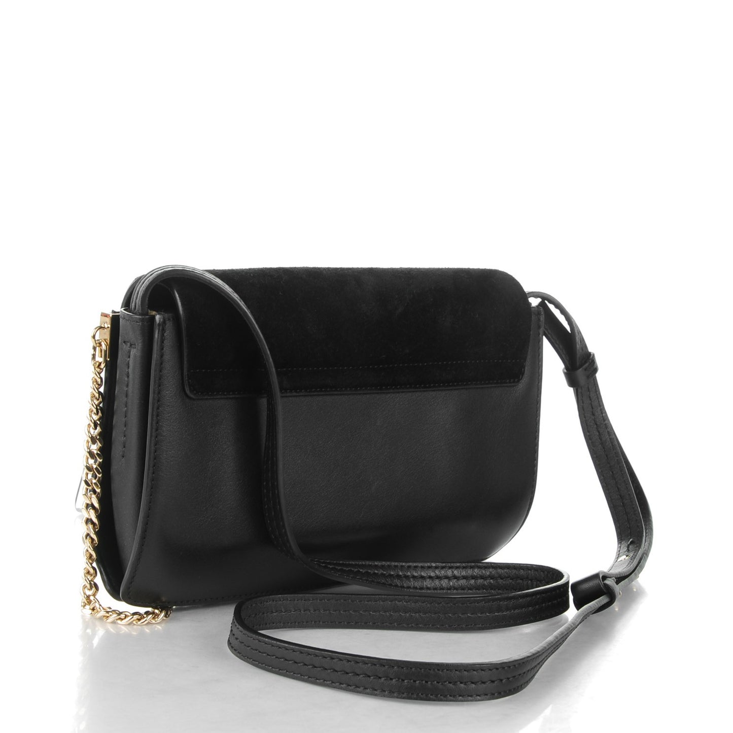 Suede Calfskin Small Faye Shoulder Bag Black