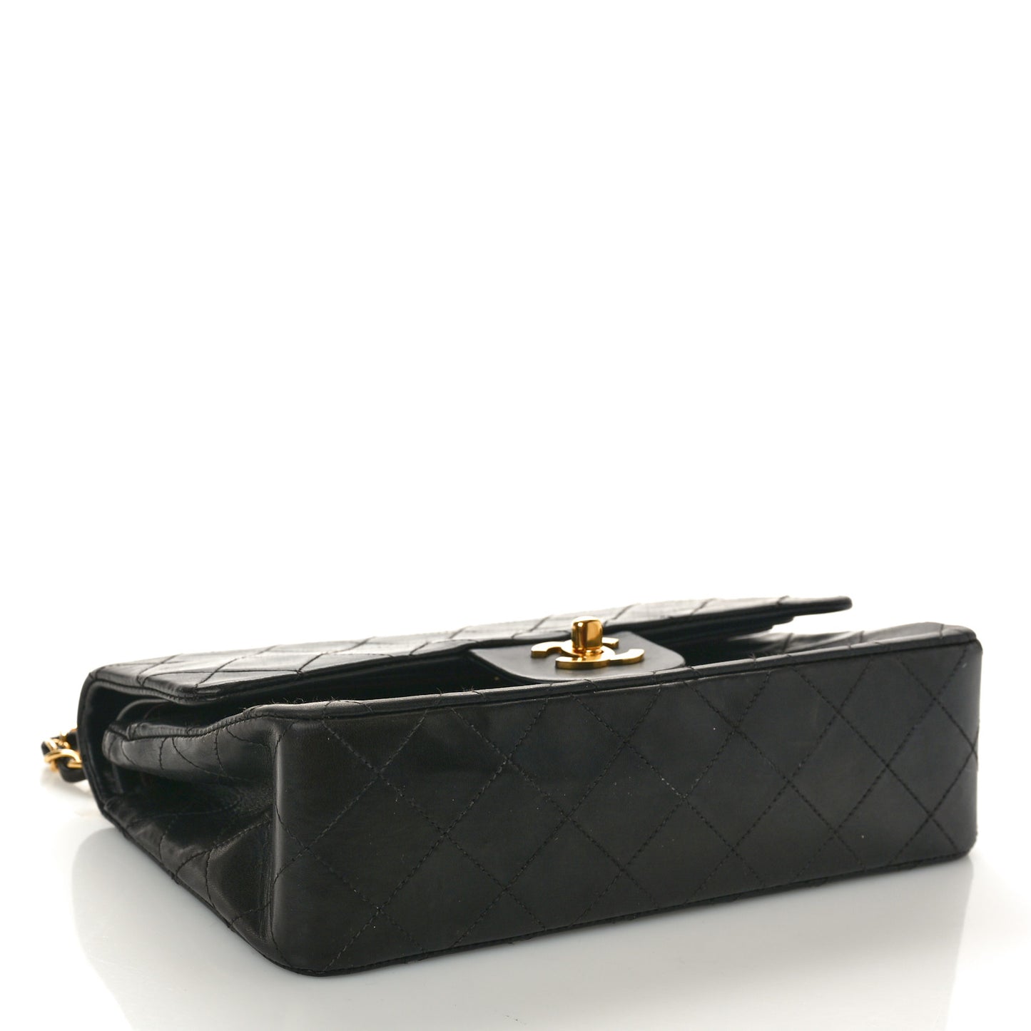 Lambskin Quilted Small Double Flap Black