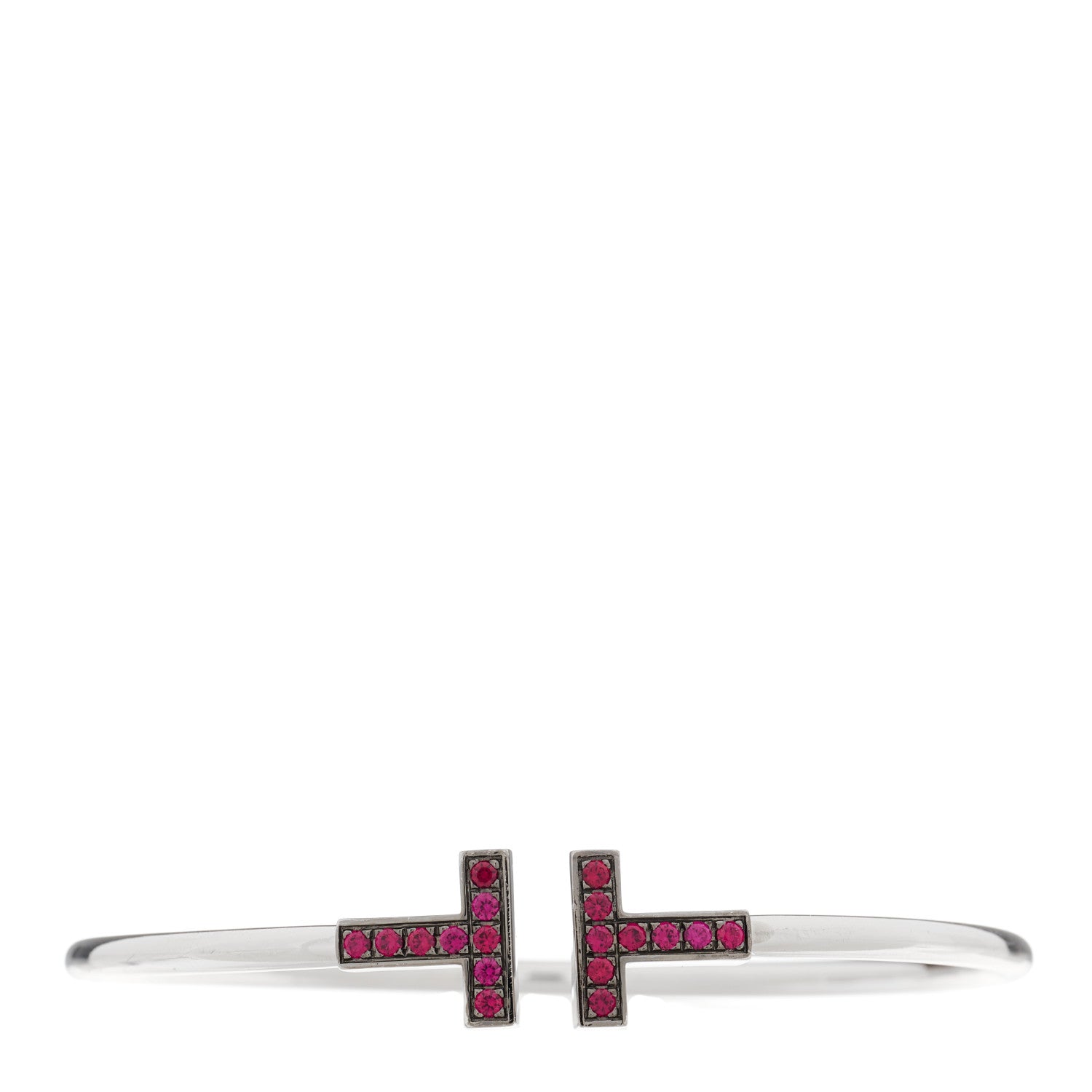 Tiffany 18K White Gold Ruby T Wire Bracelet 1 of 3