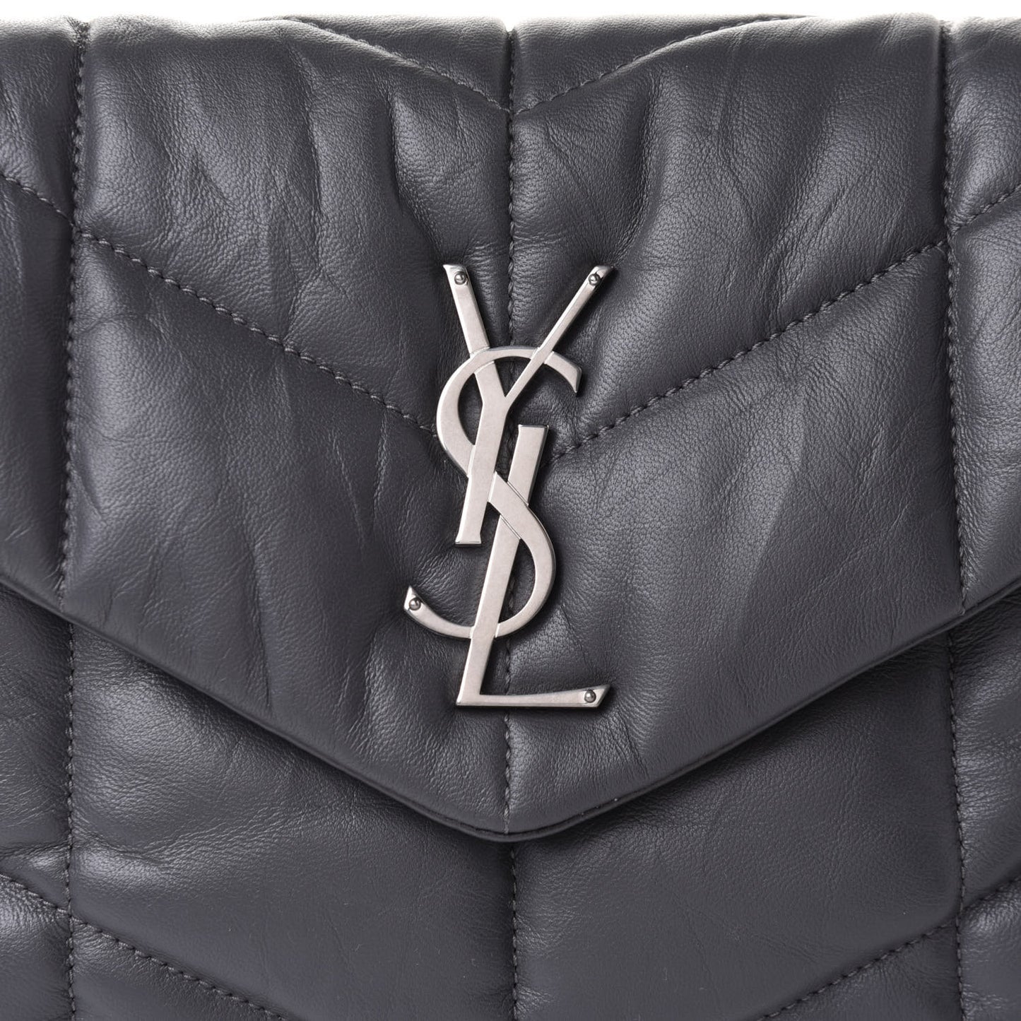 Lambskin Quilted Small Loulou Puffer Monogram Chain Satchel Concrete