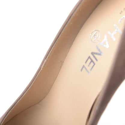 Chanel Suede CC Cap Toe Pumps 37.5 Beige 12 of 13