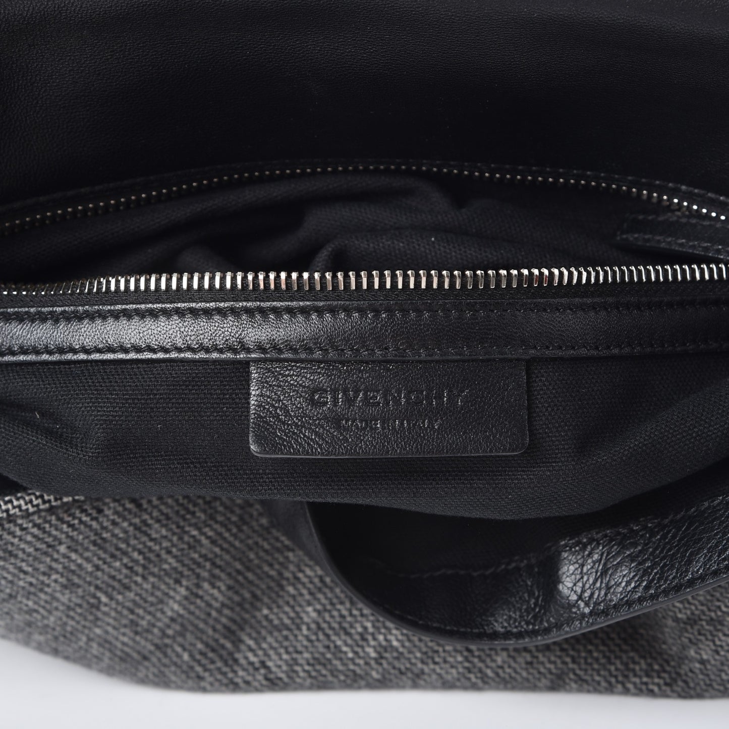 Tweed Wool Calfskin Medium Pandora Pure Flap Bag Dark Grey Black