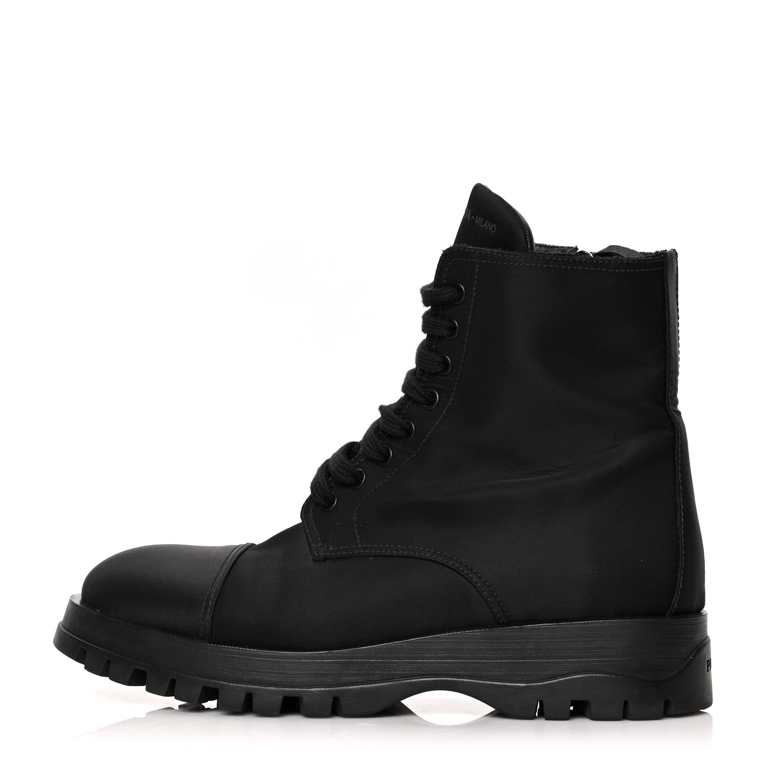 Prada Nylon Gabardine Captoe 30mm Combat Boots 37.5 Black 1 of 8