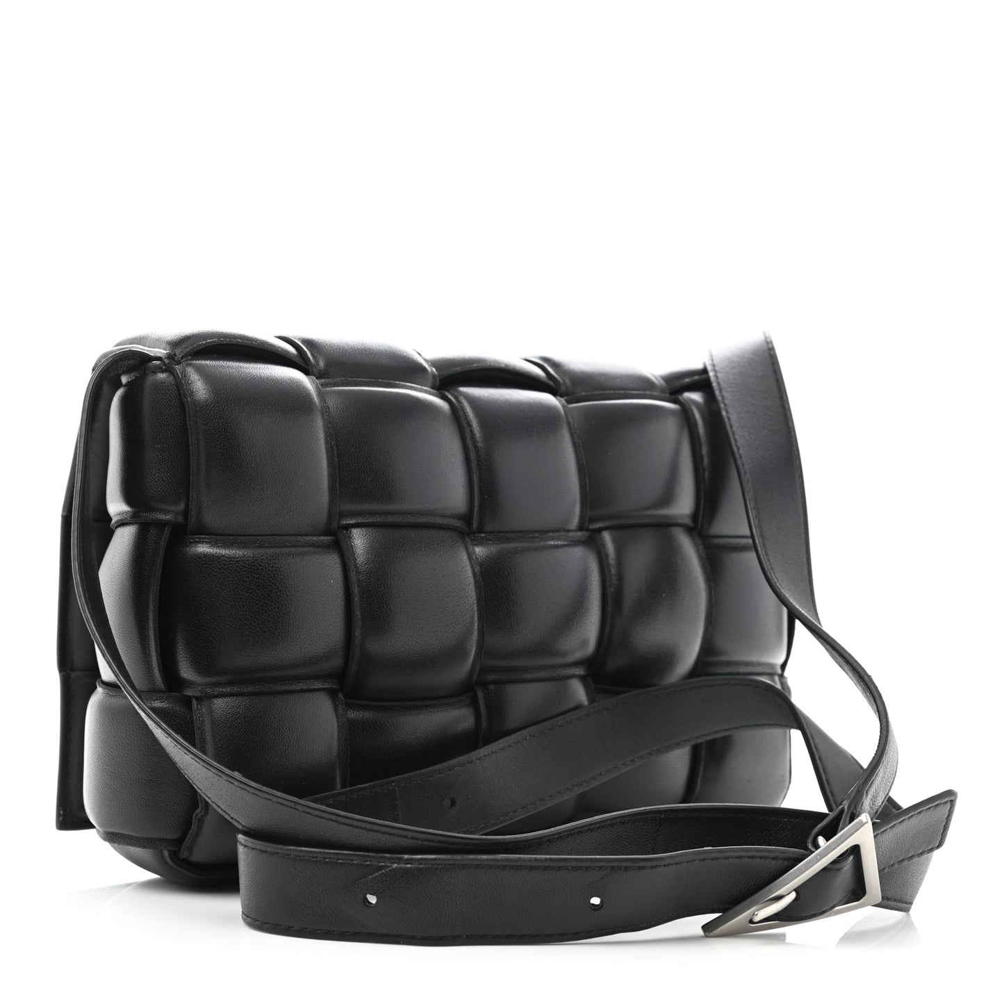 Nappa Maxi Intreccio Padded Cassette Crossbody Bag Black