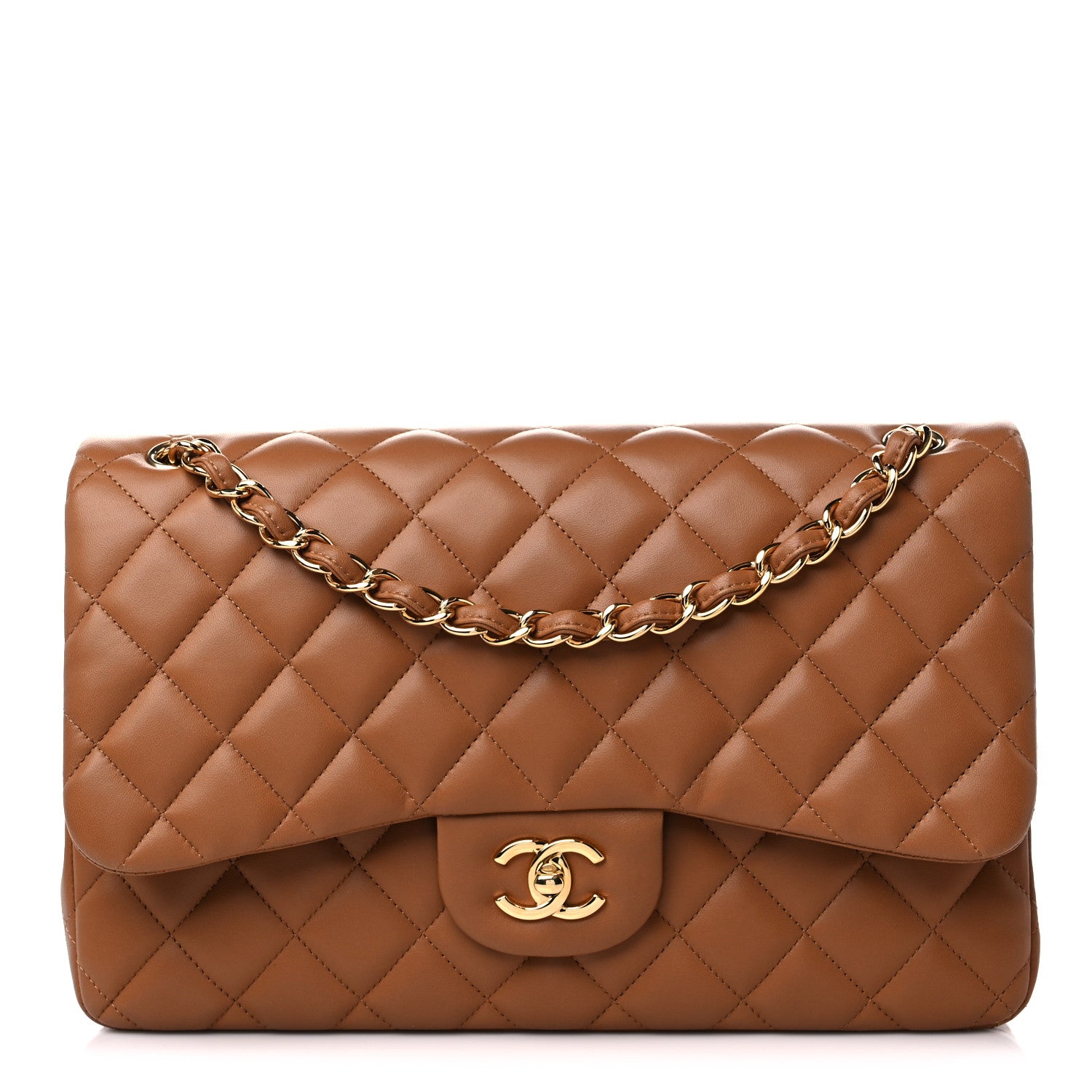 Chanel Lambskin Quilted Jumbo Double Flap Brown 1 of 9