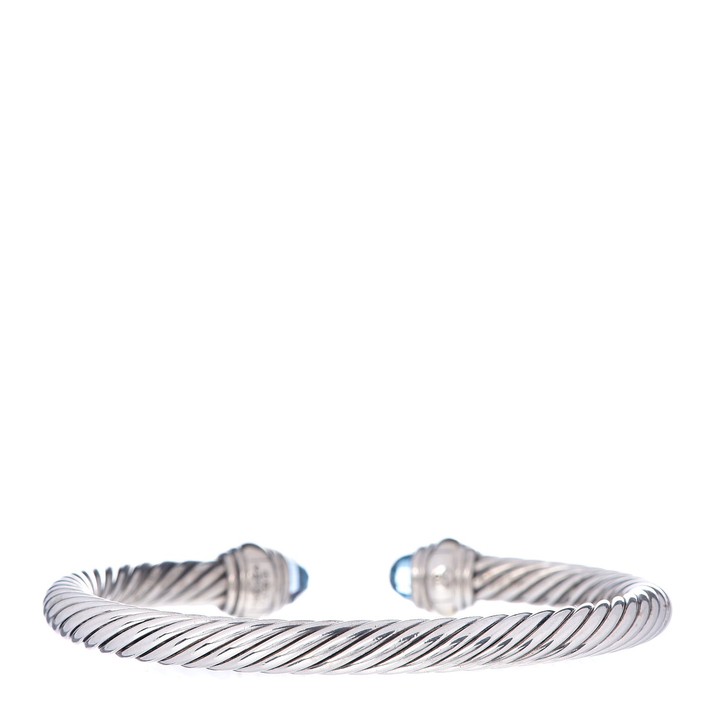 Sterling Silver 14K Yellow Gold Blue Topaz 5mm Cable Classics Bracelet