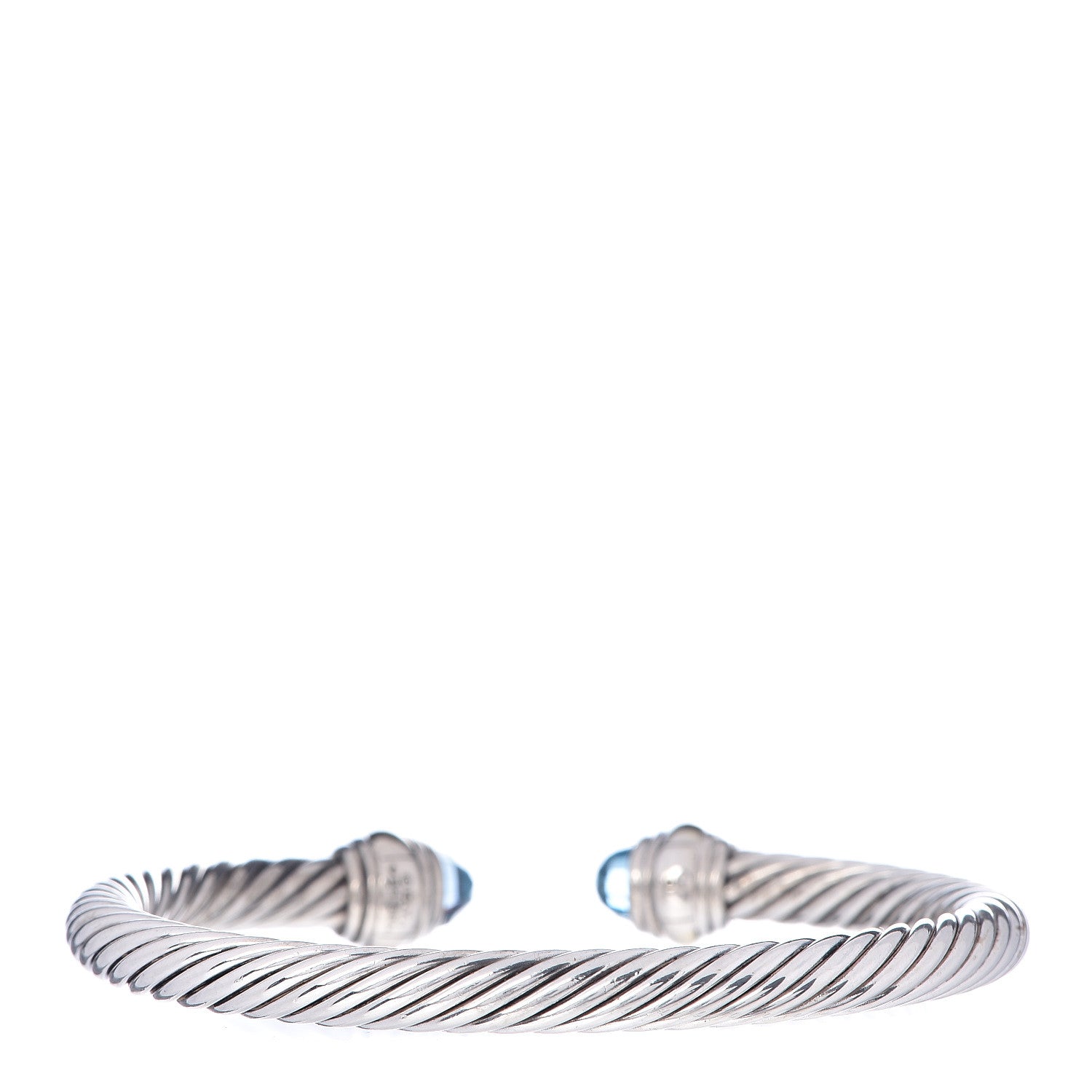 David Yurman Sterling Silver 14K Yellow Gold Blue Topaz 5mm Cable Classics Bracelet 3 of 4