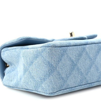 Chanel Printed Denim Quilted Mini Rectangular Flap Light Blue 10 of 12