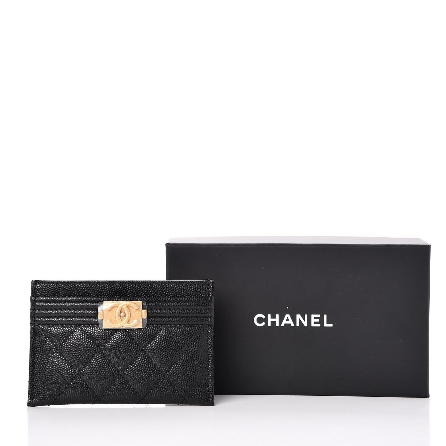 Caviar Quilted Boy Card Holder Black