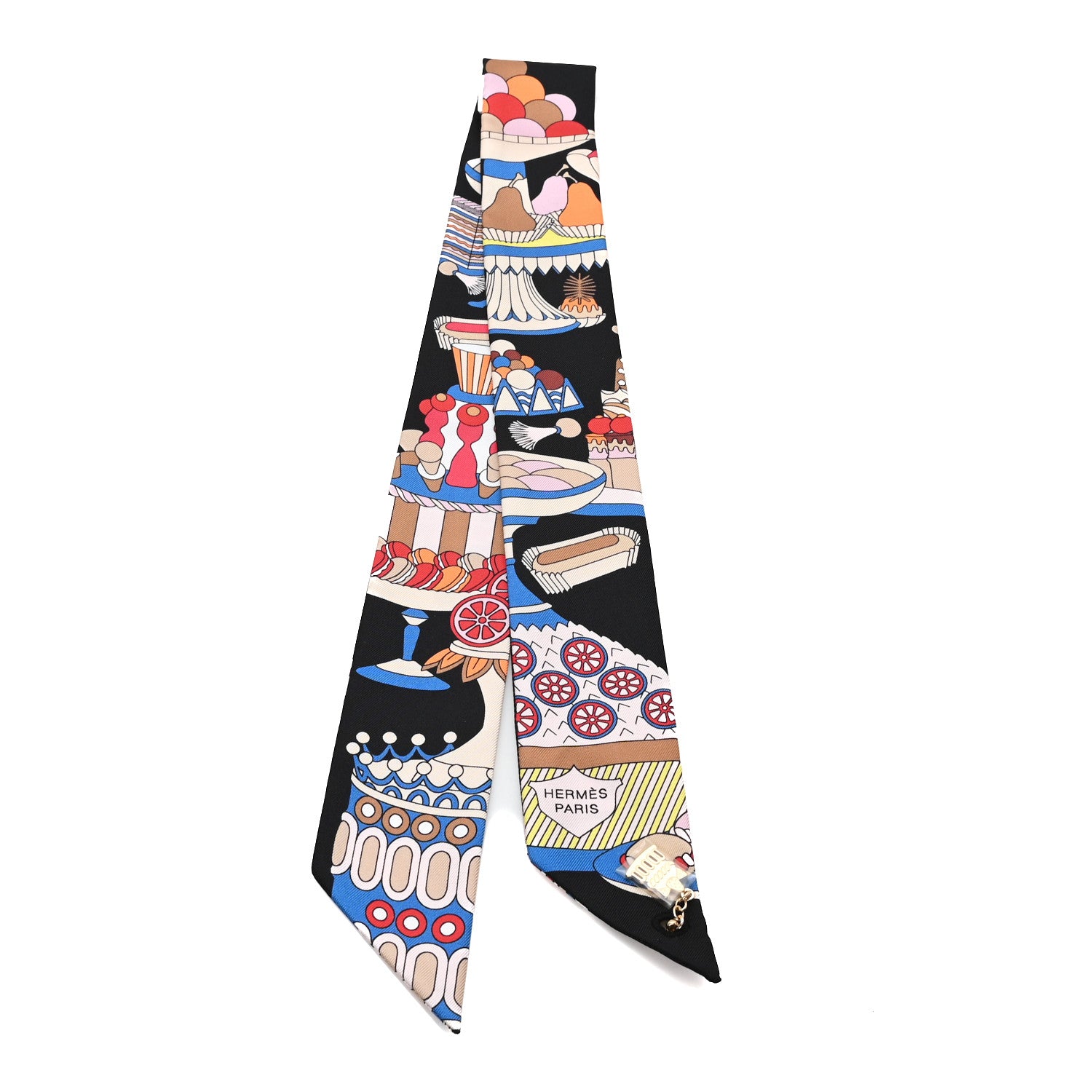 Hermes Silk La Patisserie Francaise Charms Twilly Charms Black White Bleu 2 of 3