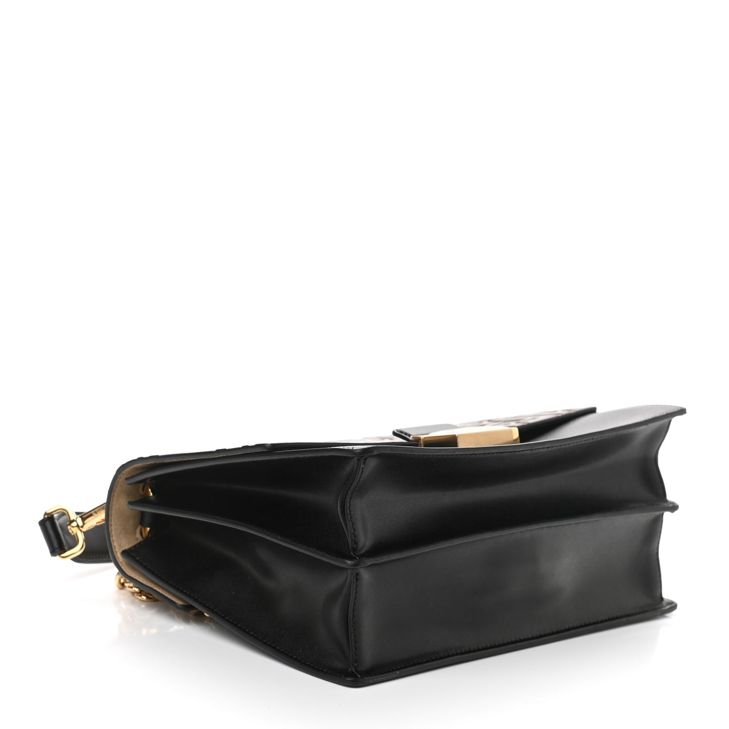 Vitello Liberty Bi-Color FF 1974 Embossed Chain Strap Kan U Shoulder Bag Black Maya