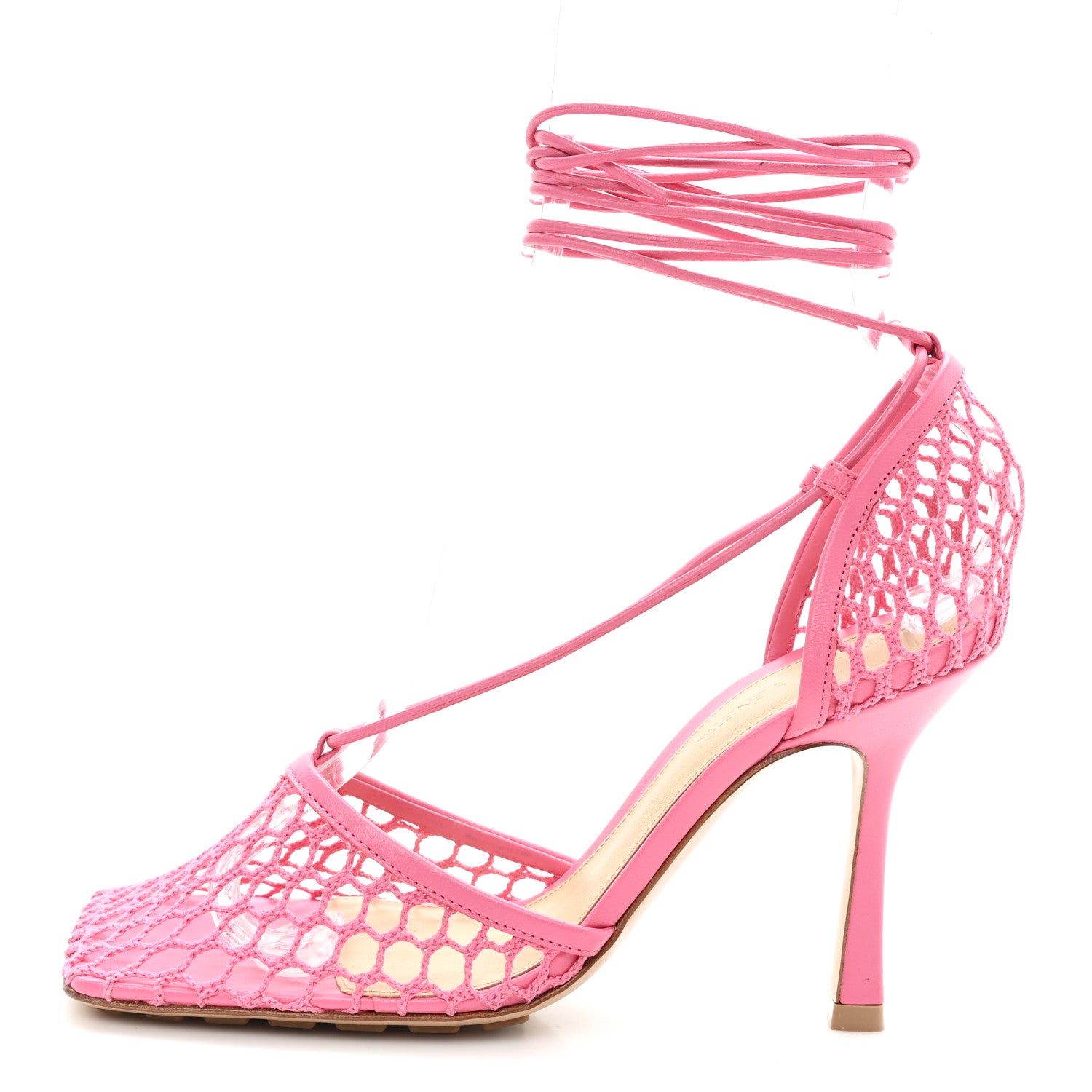 Bottega Veneta Mesh Nappa Stretch Ankle Tie 90mm Sandals 37 Azalea 1 of 8