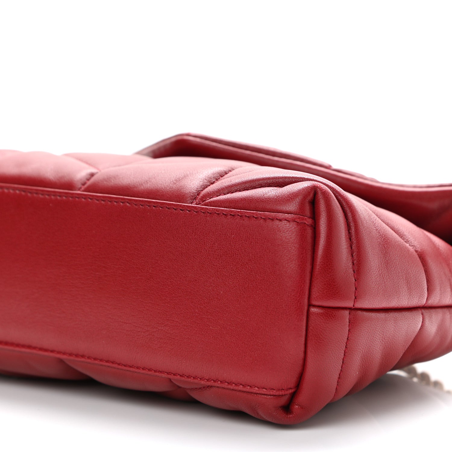 Saint Laurent Lambskin Quilted Toy Loulou Puffer Monogram Chain Satchel Red 11 of 13
