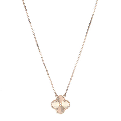 Van Cleef & Arpels 18K Yellow Gold Guilloche Vintage Alhambra Pendant Necklace 1 of 7