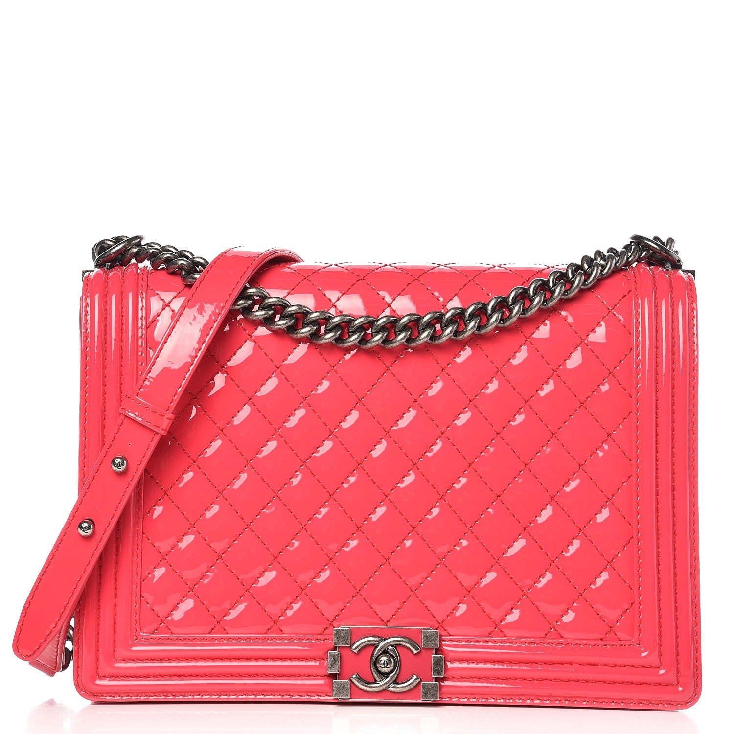 Chanel Patent Quilted Large Boy Flap Pink 1 of 11