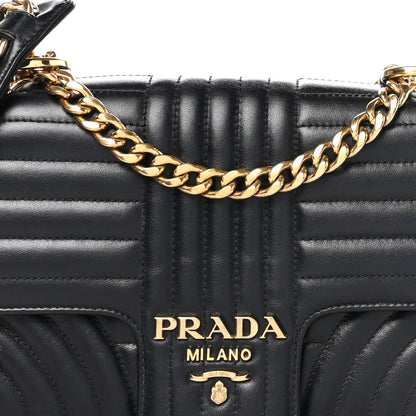 Prada Soft Calfskin Impunture Diagramme Medium Chain Flap Shoulder Bag Black 7 of 9