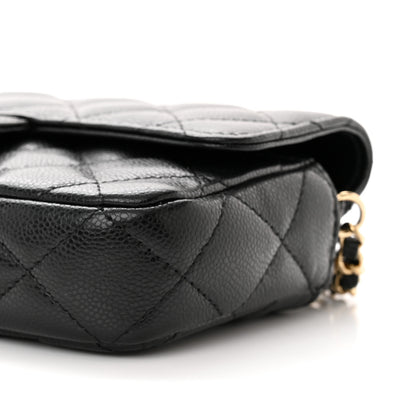 Chanel Caviar Quilted Flap Phone Holder With Chain Black 12 of 13