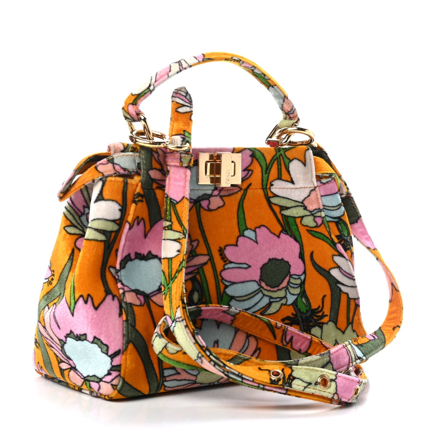 Velvet Chenille Maxi Daisies Mini Peekaboo Iconic Satchel Arancio Multicolor