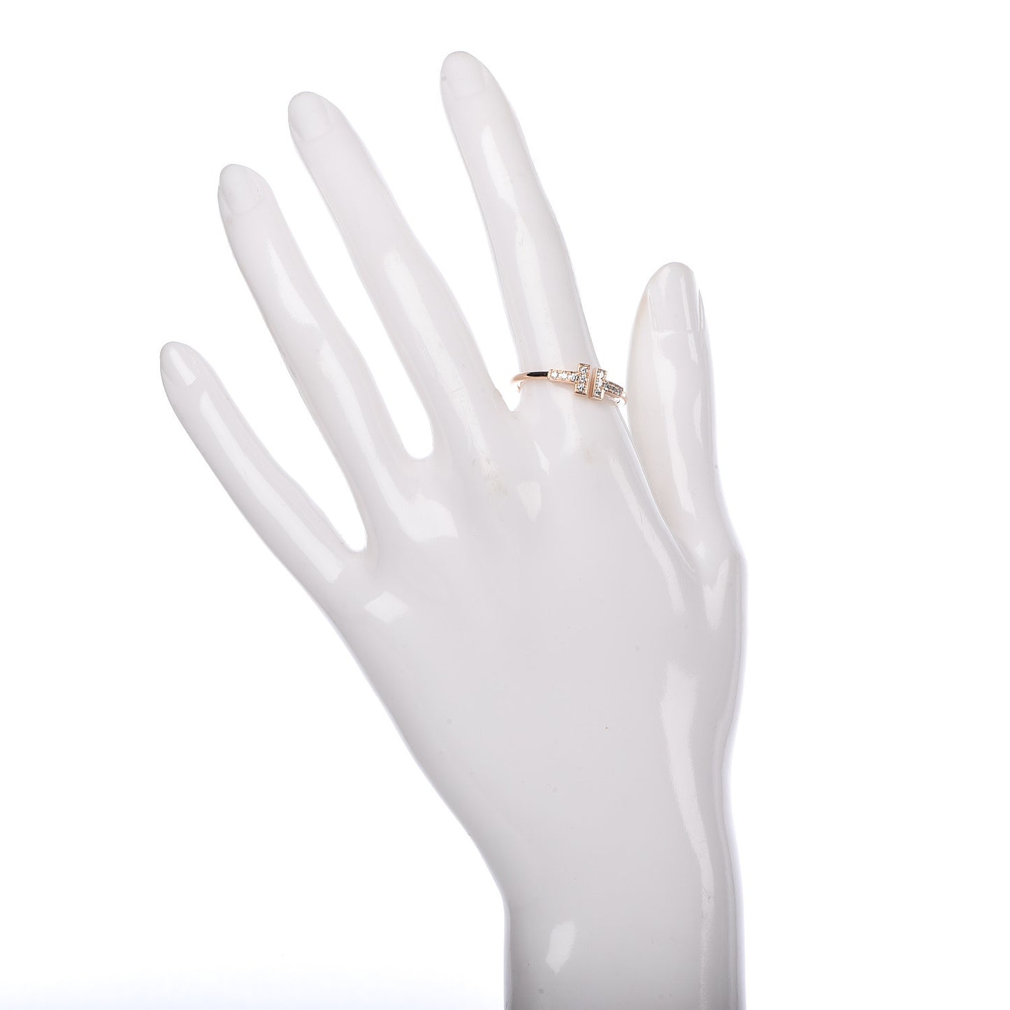 18K Rose Gold Diamond T Wire Ring 60 9.25