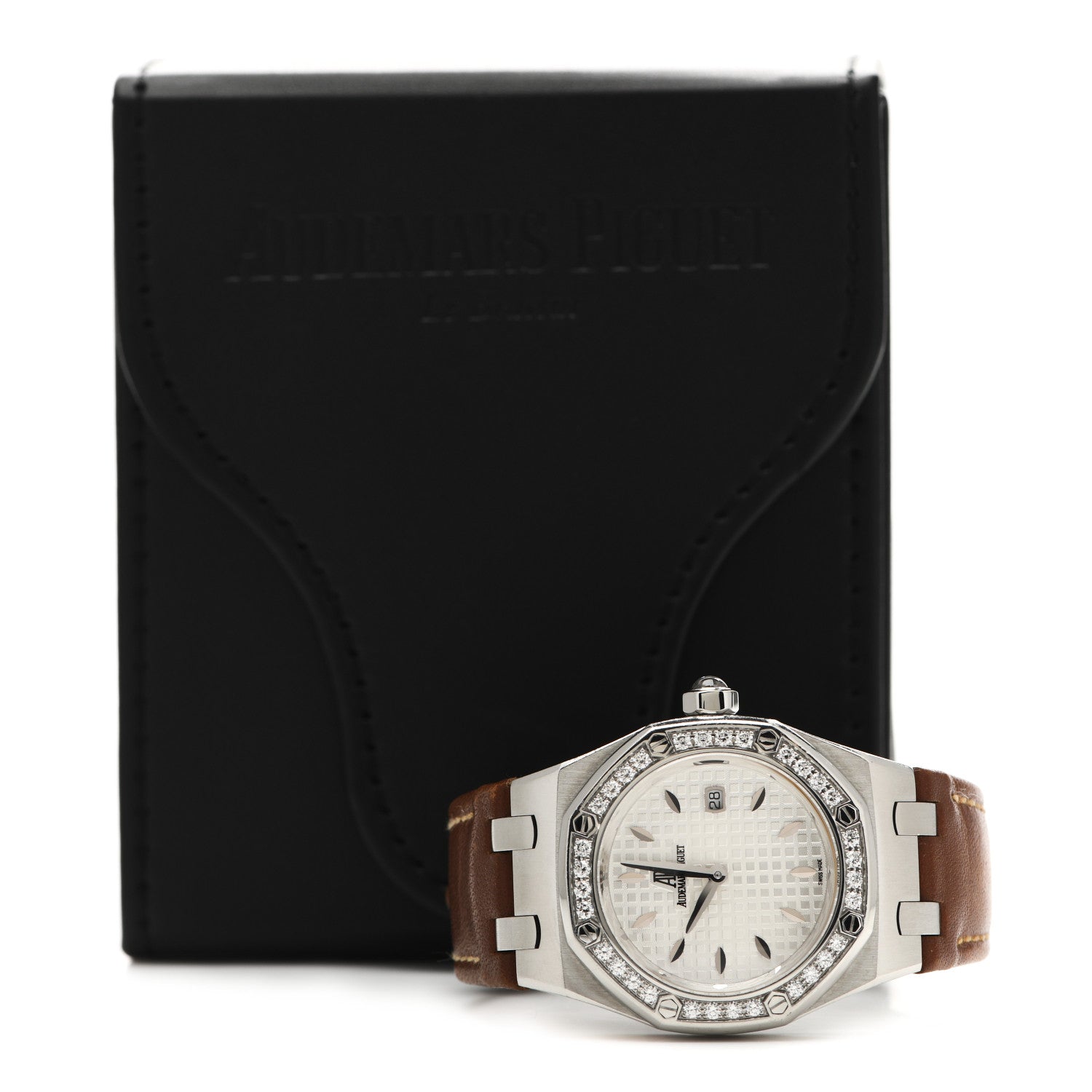 Audemars Piguet Stainless Steel Calfskin Diamond 33mm Royal Oak Quartz Watch Brown 67651ST.ZZ.1261ST.01 7 of 7