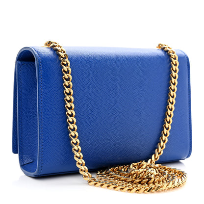 Saint Laurent Grain De Poudre Small Classic Monogram Kate Satchel Royal Blue 3 of 11