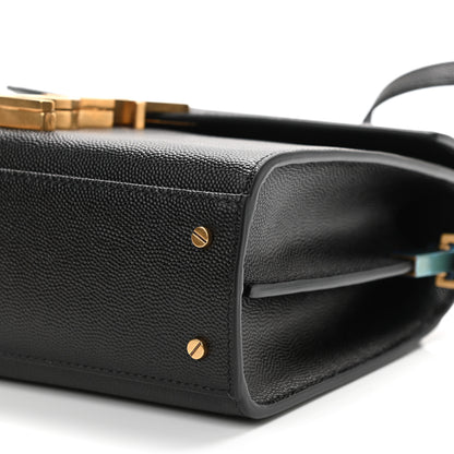 Saint Laurent Grain de Poudre Mini Classic Monogram Cassandra Top Handle Black 9 of 9