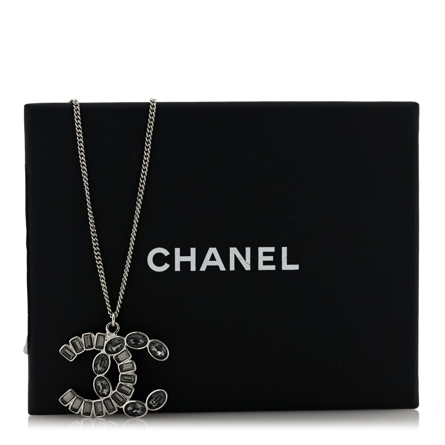 Crystal Baguette Large CC Necklace Silver Multicolor