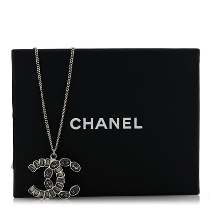 Chanel Crystal Baguette Large CC Necklace Silver Multicolor 5 of 5