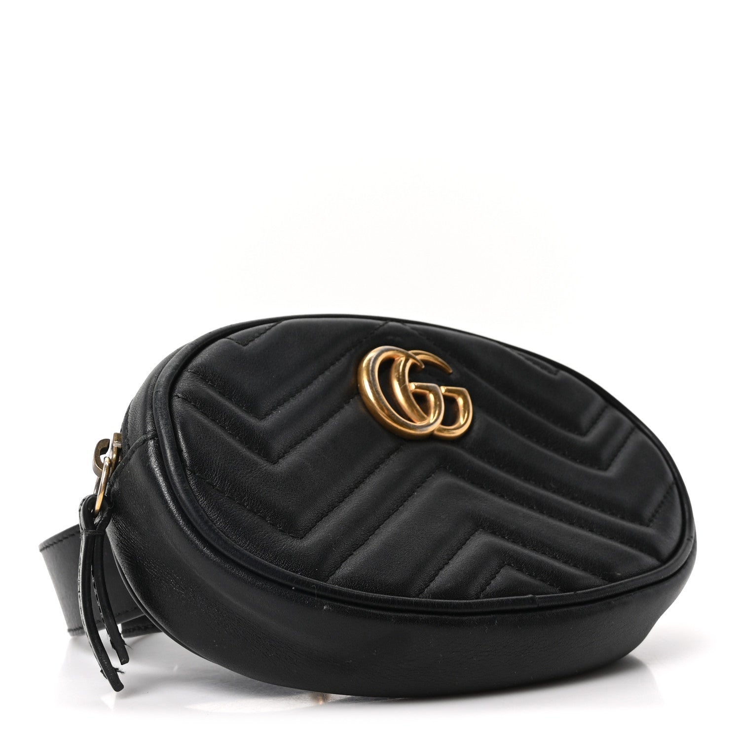 Gucci Calfskin Matelasse GG Marmont Belt Bag 75 30 Black 4 of 10