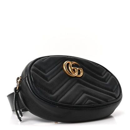 Gucci Calfskin Matelasse GG Marmont Belt Bag 75 30 Black 4 of 10