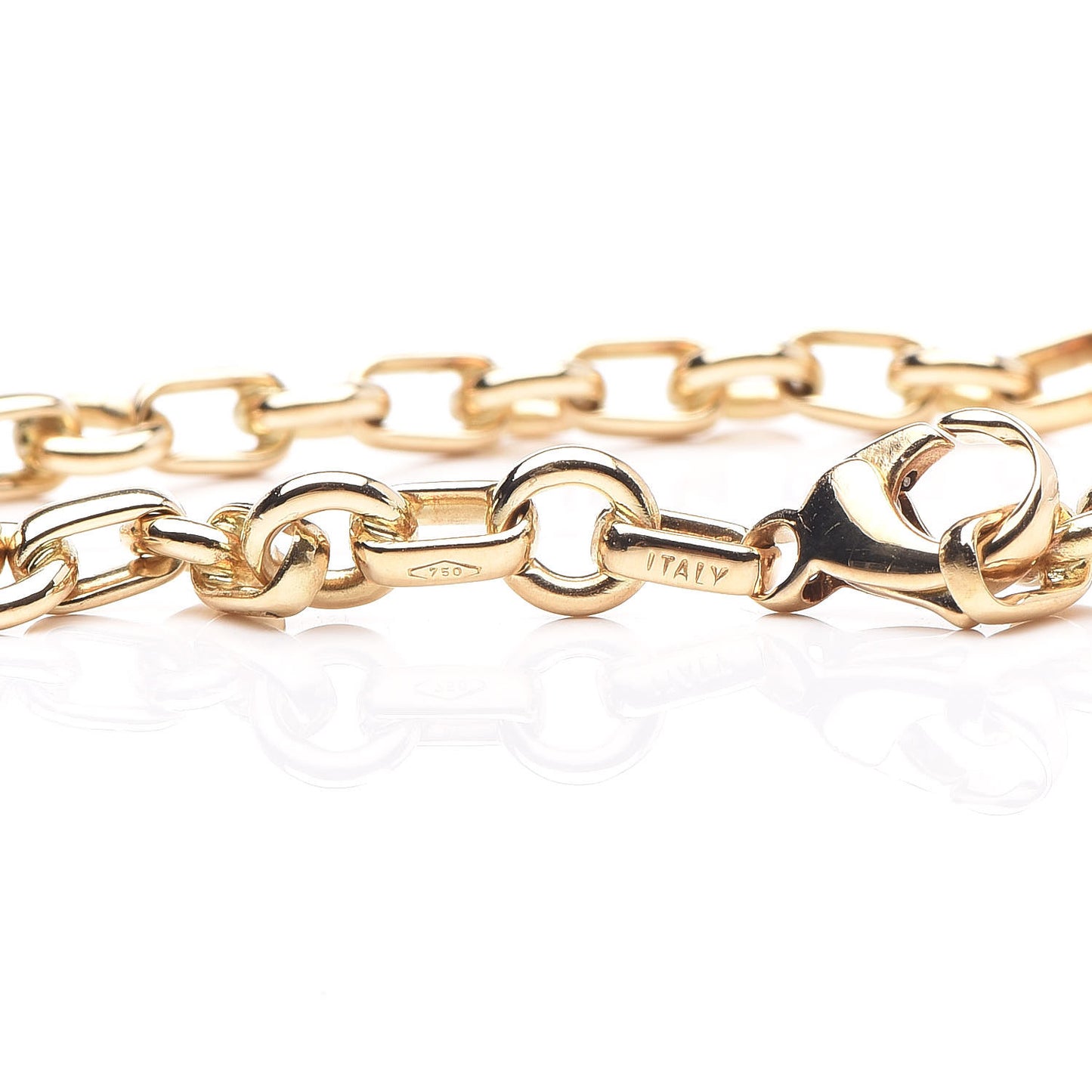 18K Yellow Gold Circle Link Chain Bracelet