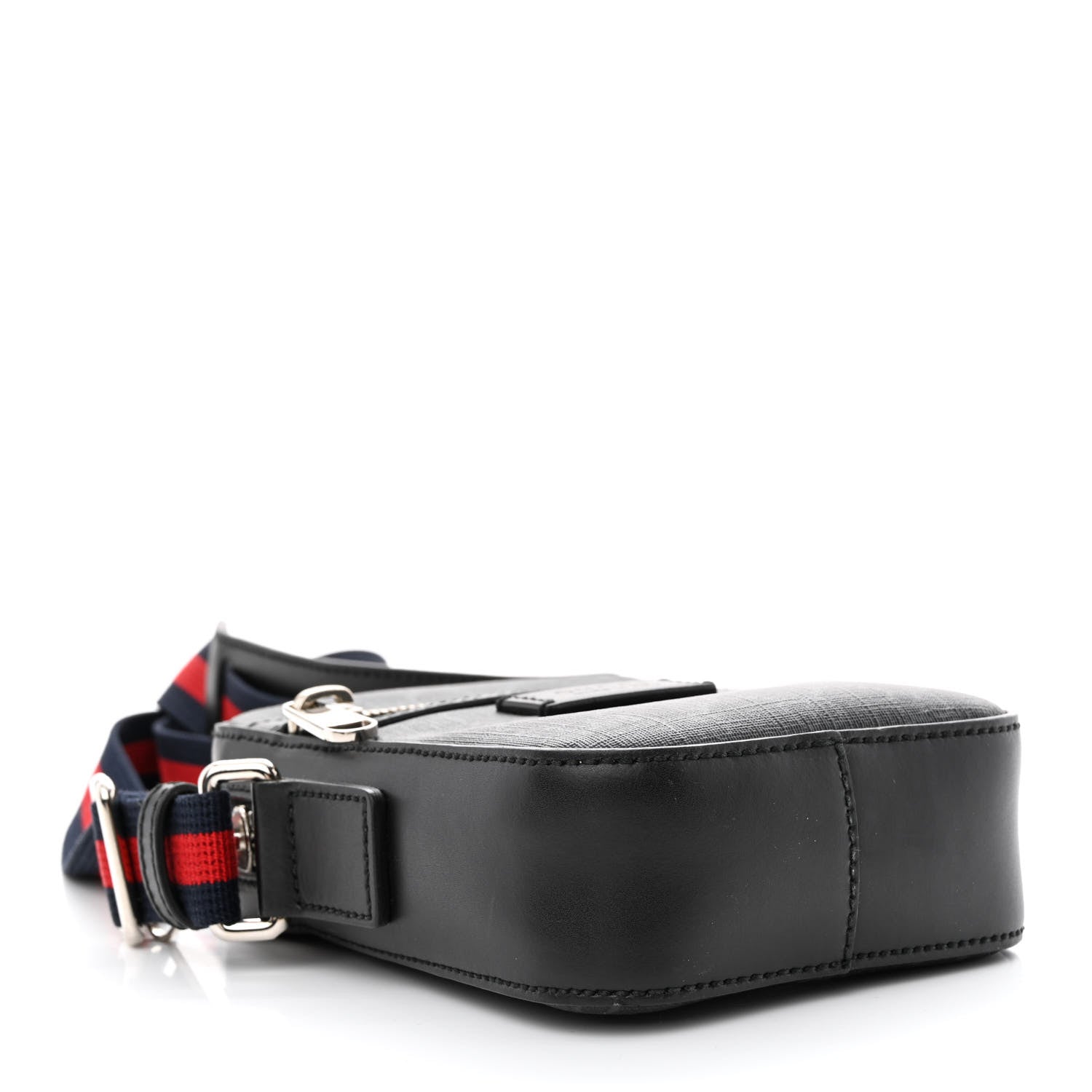 Gucci GG Supreme Monogram Appia Calfskin Web Small Camera Messenger Bag Black Grey 4 of 12