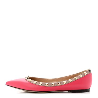 Valentino Garavani Calfskin Nappa Rockstud Ballerina Flats 36.5 Deep Fuxia Poudre 1 of 8