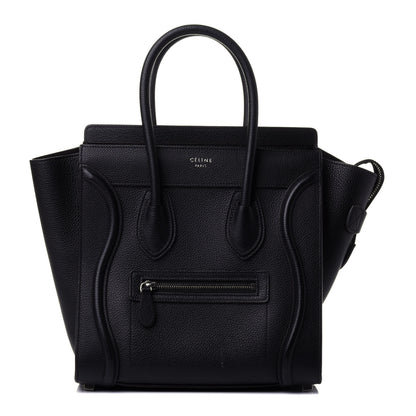 Celine Drummed Calfskin Micro Luggage Black 1 of 4