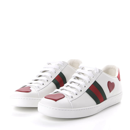 Gucci Calfskin Web Heart Embroidered Womens Ace Sneakers 36 White 3 of 9