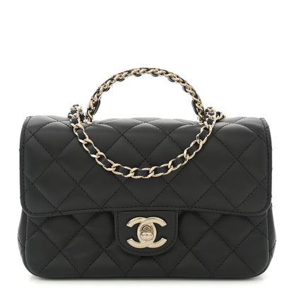 Chanel Lambskin Quilted Mini Crystal Top Handle Rectangular Flap Black 1 of 12